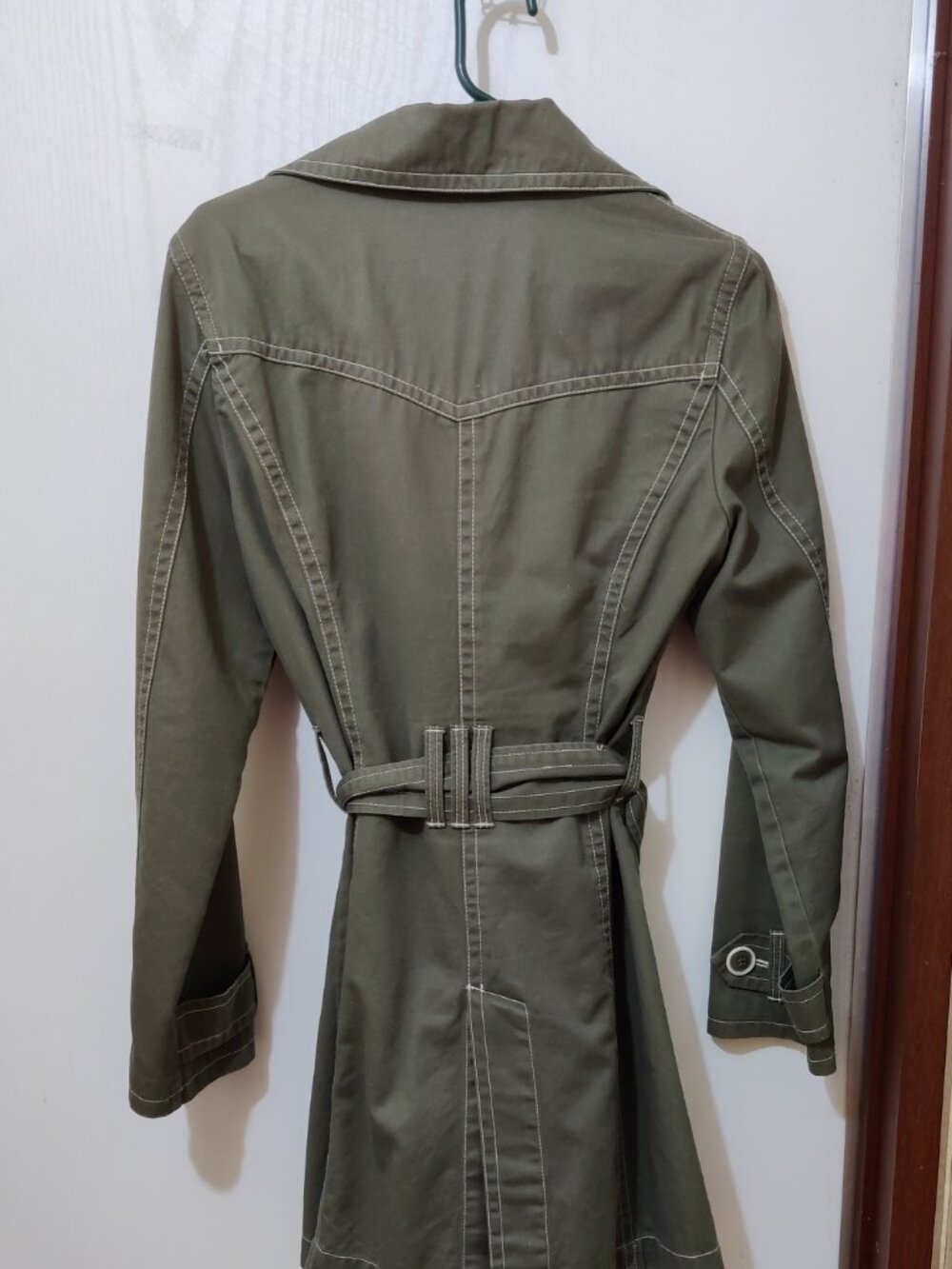 New York & Company Women M Army Olive Green Double Breasted Coat Only Worn Twice - Picture 3 of 4